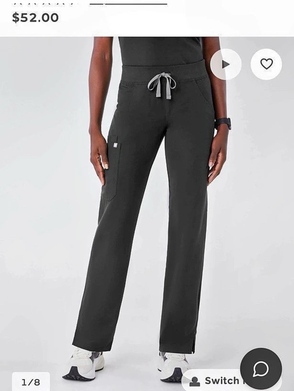 FIGS Kade Straight Leg Pants in Black Size Medium tall